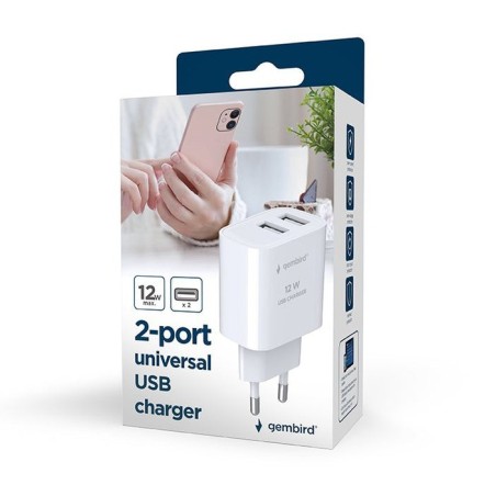 Gembird cargador usb universal de 2 puertos, 2.1 a