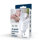 Gembird cargador usb universal de 2 puertos, 2.1 a