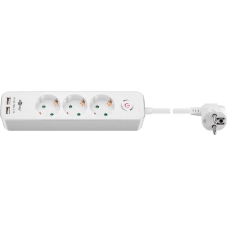 Goobay 41264 regla de 3 vías con interruptor y usb, blanca
