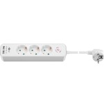 Goobay 41264 regla de 3 vías con interruptor y usb, blanca