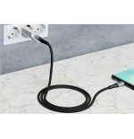 Cable goobay 49303 usb-c to usb-c textile cable with metal plugs, 2 m, space grey silver