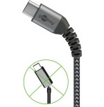 Cable goobay 49303 usb-c to usb-c textile cable with metal plugs, 2 m, space grey silver