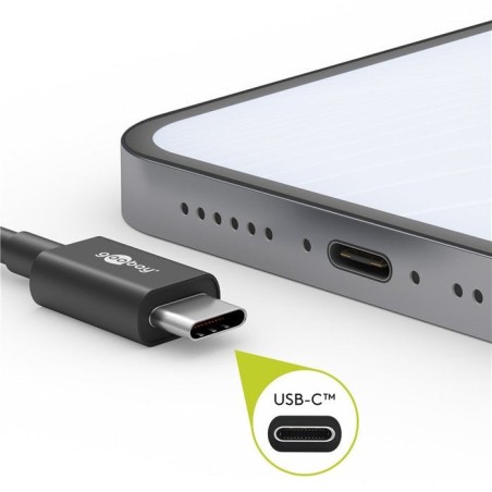 Cable goobay 49303 usb-c to usb-c textile cable with metal plugs, 2 m, space grey silver