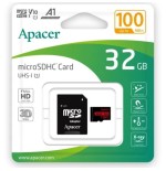 Tarjeta de memoria apacer 32gb microsd hc uhs 1 con adaptador clase 10 100mbs