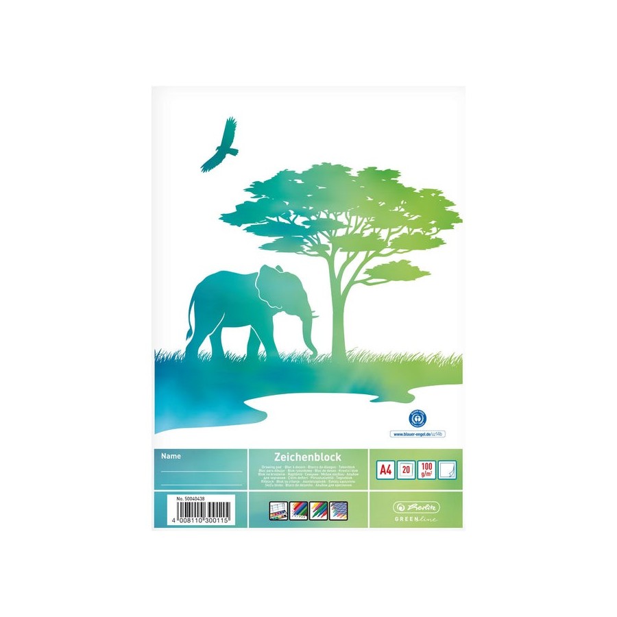 Herlitz greenline elefant bloc de hojas de papel para bellas artes 20 hojas