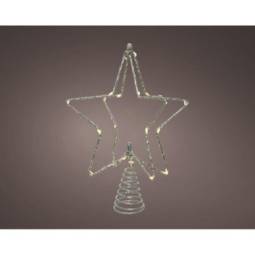 Estrella arbol navidad plateada alambre microled, 20x5x25cm. lumineo