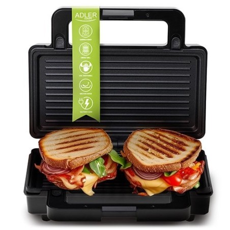 Sandwichera adler ad 3073  plata - negro