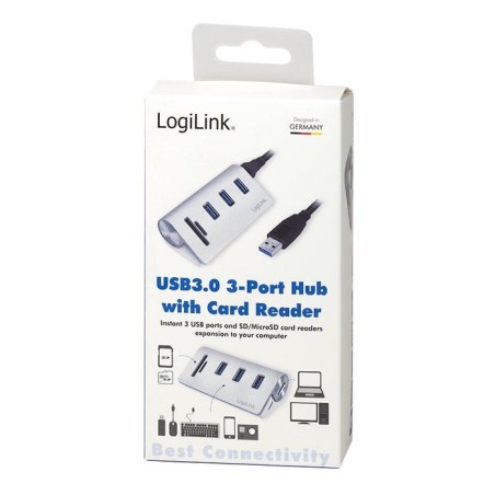 Hub logilink cr0045  de interfaz usb 3.2 gen 1 (3.1 gen 1) type-a 5000 mbit/s plata