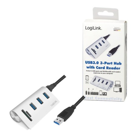 Hub logilink cr0045  de interfaz usb 3.2 gen 1 (3.1 gen 1) type-a 5000 mbit/s plata