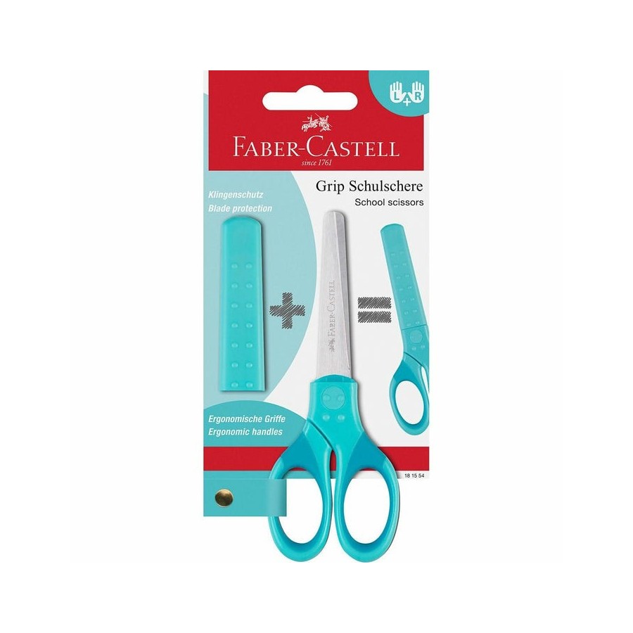 Faber-castell 181554 tijera de escritorio y manualidades universal corte recto turquesa