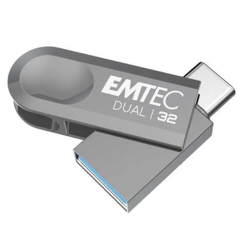 Emtec d280 dual unidad flash usb 32 gb usb type-a / usb type-c 3.2 gen 1 (3.1 gen 1) plata