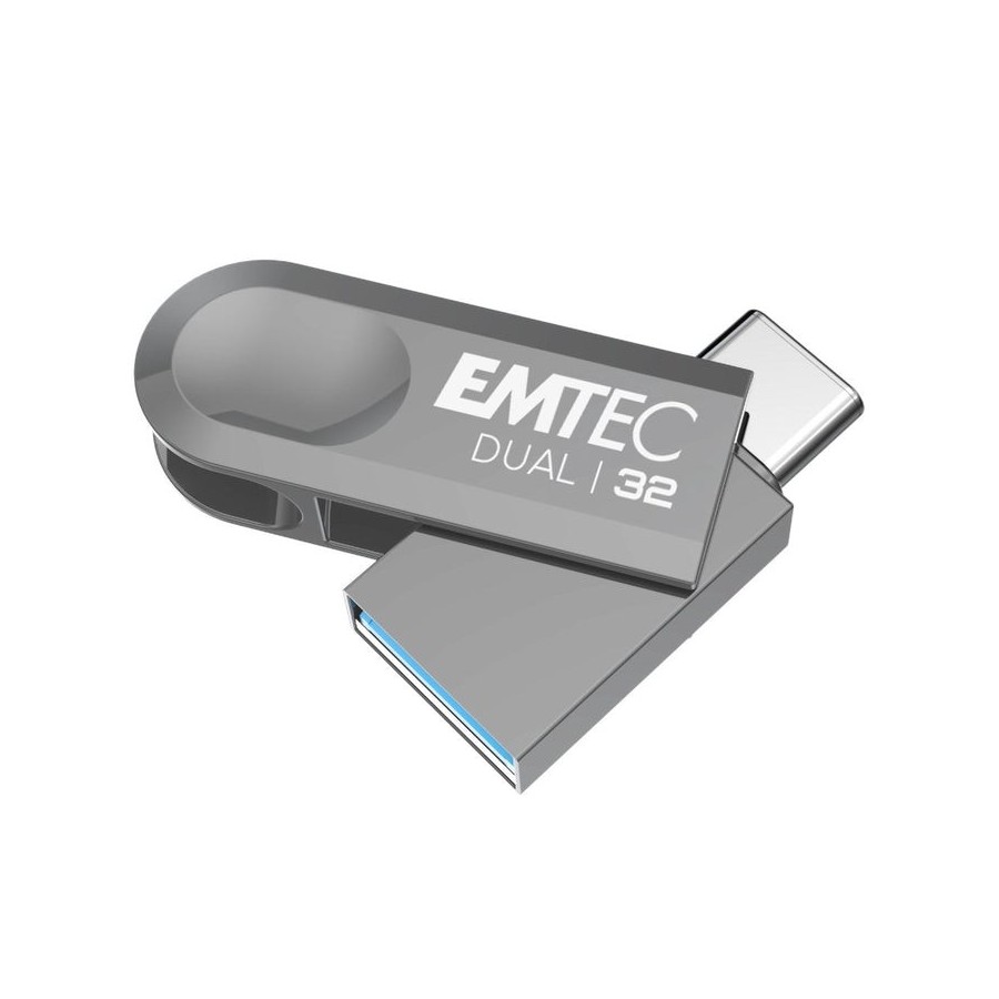 Emtec d280 dual unidad flash usb 32 gb usb type-a / usb type-c 3.2 gen 1 (3.1 gen 1) plata