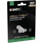 Emtec d280 dual unidad flash usb 32 gb usb type-a / usb type-c 3.2 gen 1 (3.1 gen 1) plata