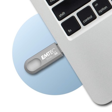 Emtec d280 dual unidad flash usb 32 gb usb type-a / usb type-c 3.2 gen 1 (3.1 gen 1) plata