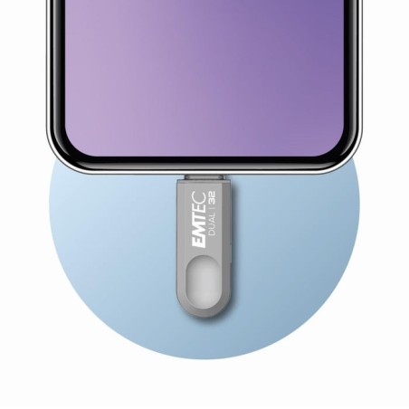Emtec d280 dual unidad flash usb 32 gb usb type-a / usb type-c 3.2 gen 1 (3.1 gen 1) plata