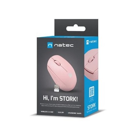 Raton natec stork optico inalambrico 1600 dpi rosa