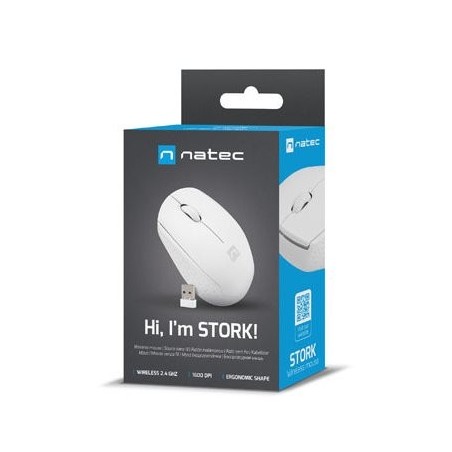 Raton natec stork optico inalambrico 1600 dpi blanco