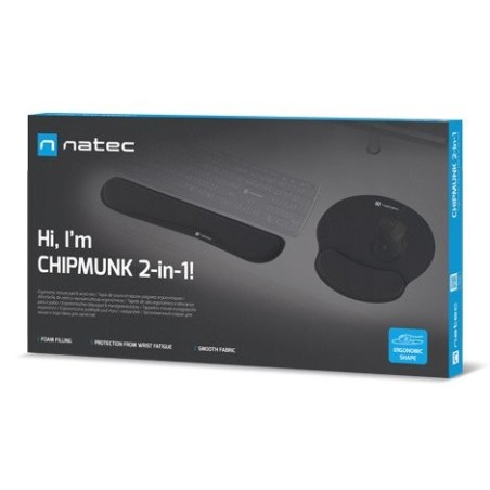 Pack alfombrilla y reposamuñecas natec chipmunk 2-in-1 ergonom set acolchado bl