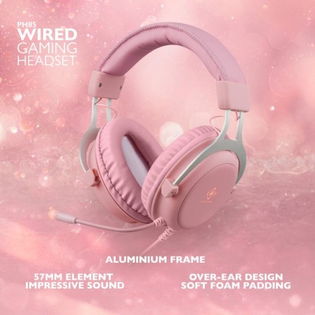 Deltaco gam-030-p auriculares alámbrico diadema juego usb tipo a rosa