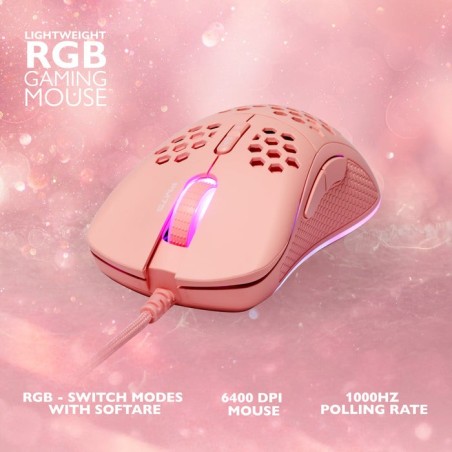 Deltaco dm210 gaming maus ultraleicht rgb usb pink