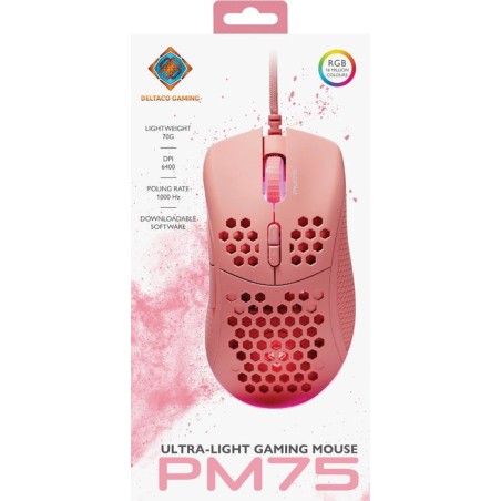 Deltaco dm210 gaming maus ultraleicht rgb usb pink