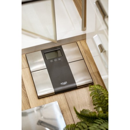 Báscula de baño adler ad 8165 con analizador, peso máximo 225 kg, acero inoxidable negro