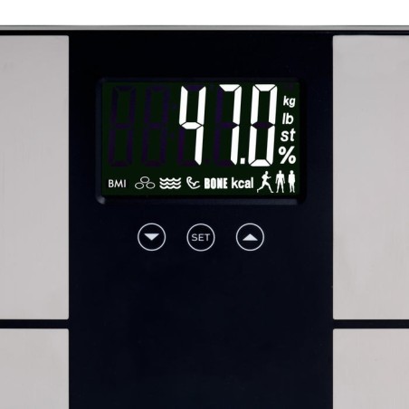 Báscula de baño adler ad 8165 con analizador, peso máximo 225 kg, acero inoxidable negro