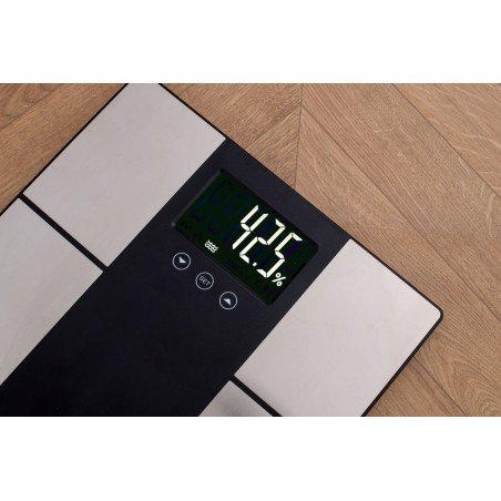 Báscula de baño adler ad 8165 con analizador, peso máximo 225 kg, acero inoxidable negro