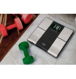 Báscula de baño adler ad 8165 con analizador, peso máximo 225 kg, acero inoxidable negro
