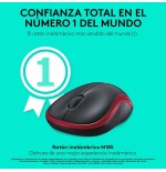 Ratón inalámbrico logitech m185 rojo 910-002240