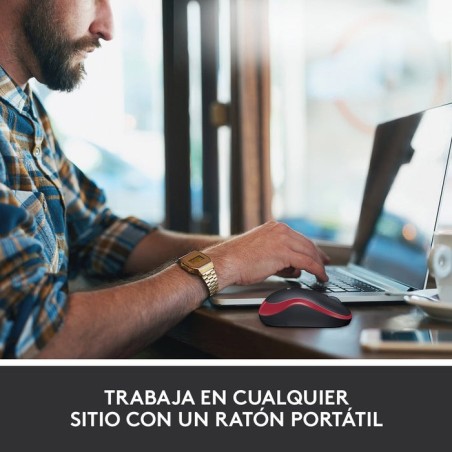 Ratón inalámbrico logitech m185 rojo 910-002240