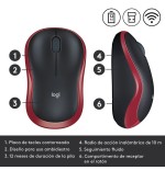 Ratón inalámbrico logitech m185 rojo 910-002240