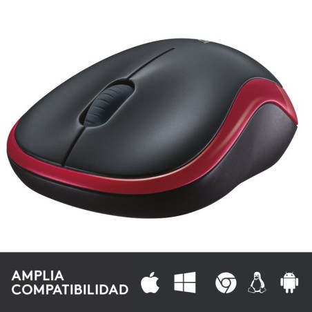 Ratón inalámbrico logitech m185 rojo 910-002240