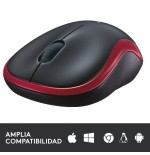 Ratón inalámbrico logitech m185 rojo 910-002240
