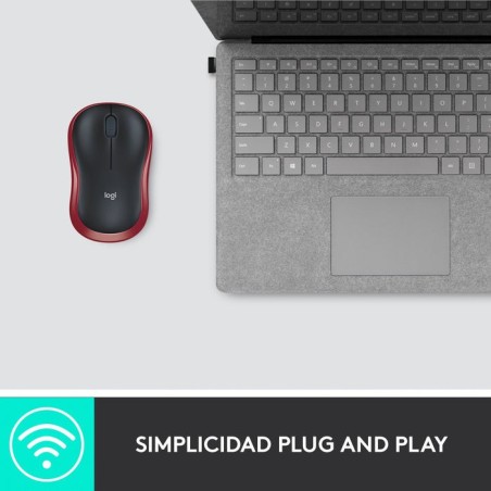 Ratón inalámbrico logitech m185 rojo 910-002240