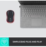 Ratón inalámbrico logitech m185 rojo 910-002240