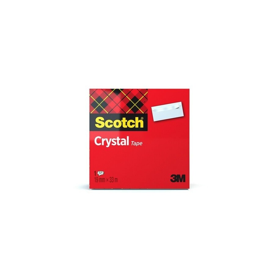 Scotch cinta adhesiva 600 supertransparente crystal 19mm x 33m caja individual
