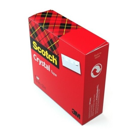 Scotch cinta adhesiva 600 supertransparente crystal 19mm x 33m caja individual