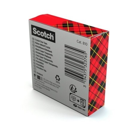 Scotch cinta adhesiva 600 supertransparente crystal 19mm x 33m caja individual