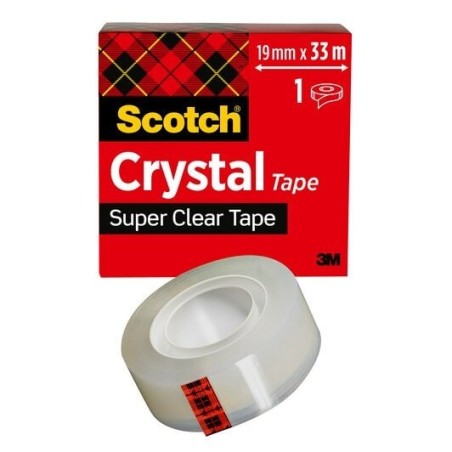 Scotch cinta adhesiva 600 supertransparente crystal 19mm x 33m caja individual