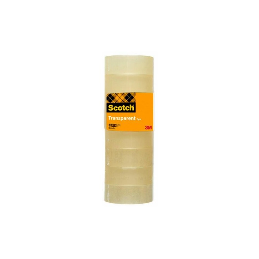 Scotch cinta transparente 508 19x33m -pack 8 rollos-