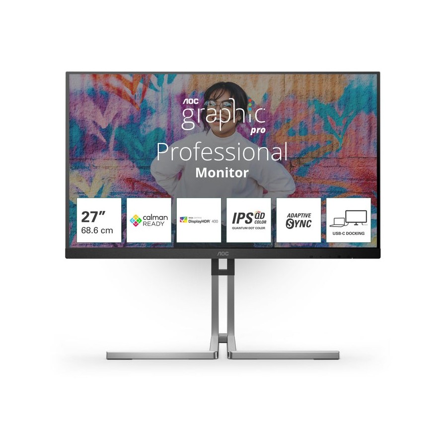 Monitor aoc q27u3cv  27" qled negro