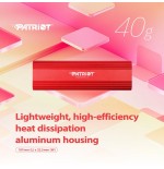 Patriot transporter lite ssd 2 tb, ssd externo rojo, usb-c 3.2 gen 2 10 gbit/s ptpl2tbpec