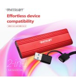 Patriot transporter lite ssd 2 tb, ssd externo rojo, usb-c 3.2 gen 2 10 gbit/s ptpl2tbpec