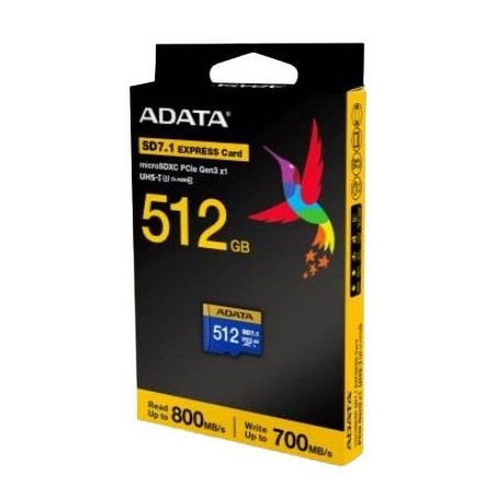 Adata premier extreme microsdxc 512 gb, tarjeta de memoria azul/amarillo