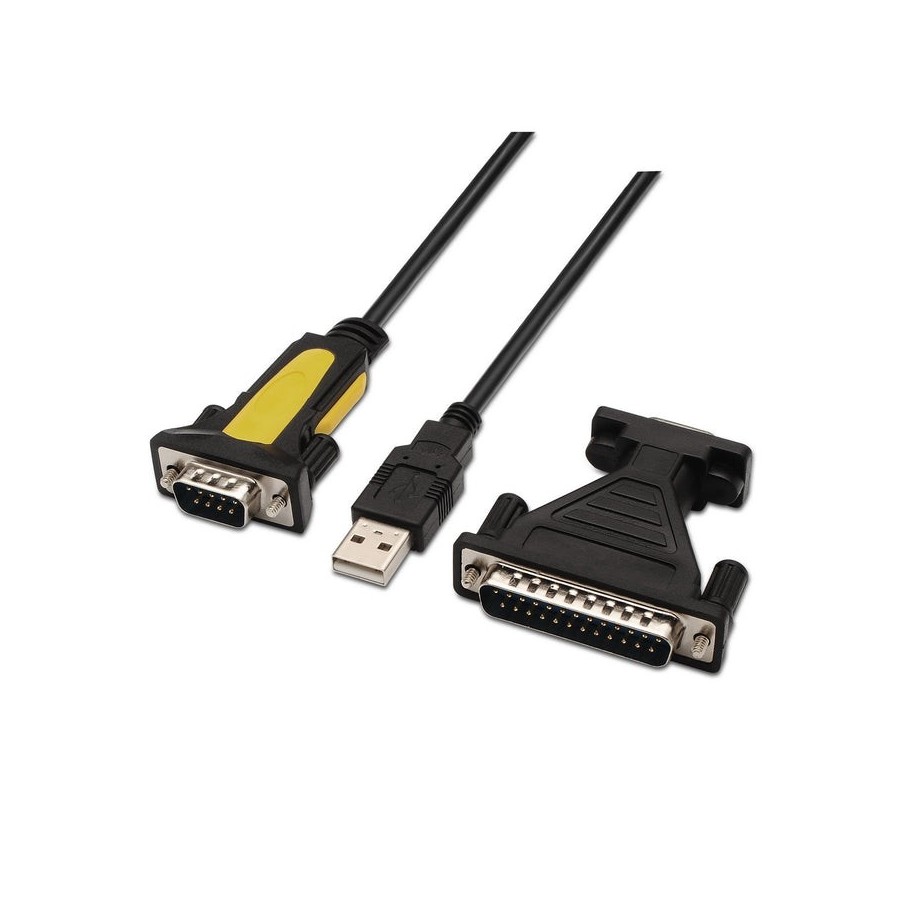 Aisens conversor usb a serie - tipo a macho a rs232 db9/m db25/m - 1.8m - negro