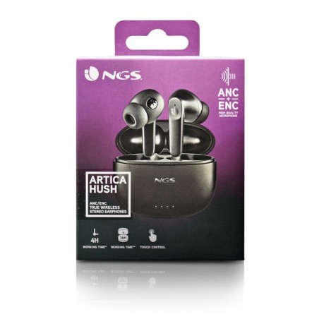Auriculares bluetooth ngs ártica hush con estuche de carga autonomía 4h negros
