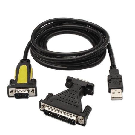 Aisens conversor usb a serie - tipo a macho a rs232 db9/m db25/m - 1.8m - negro