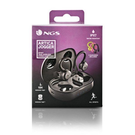 Auriculares deportivos bluetooth ngs ártica jogger con estuche de carga autonomía 10h negros