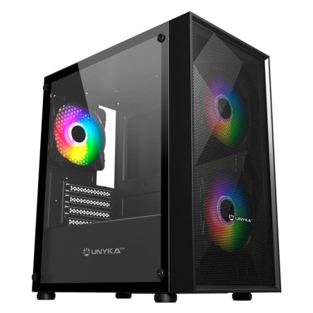 Unykach mir b200 caja gaming micro atx, mini itx - lateral de vidrio templado - 3.5", 2.5" - usb-a 2.0, 3.0 y audio - 3
